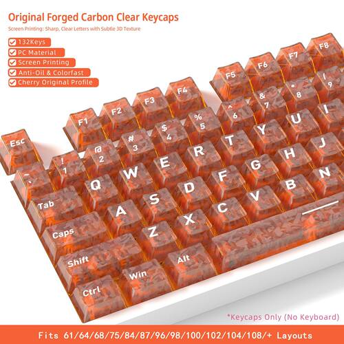 锻碳纹透明冰碳透光纹侧刻键帽碳纤维纹理原厂磁轴机械键盘帽