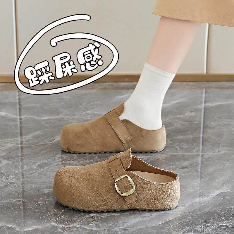 配裙子厚底勃肯鞋女2026新款春季外穿一脚蹬包头半拖鞋增高博肯鞋