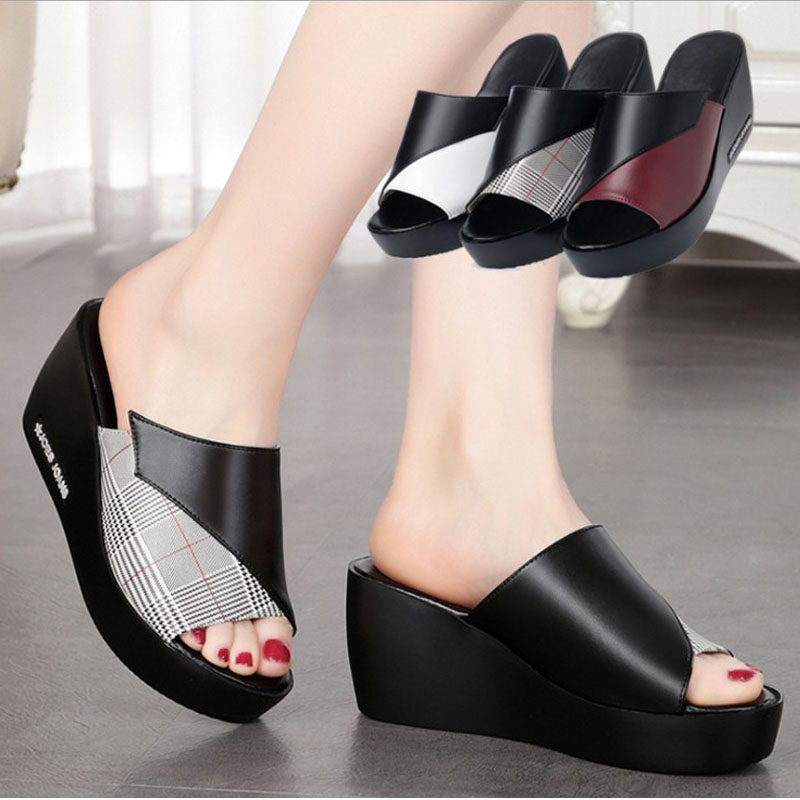 夏季新款女鞋特大码4143高跟凉鞋真皮坡跟妈妈鞋4042鱼嘴时尚拖鞋,女鞋,一字拖,淘宝优惠券,粉丝福利购,淘宝优惠卷