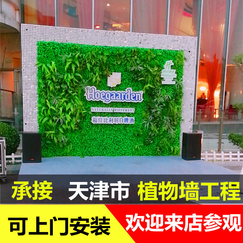 天津创意仿真绿植墙植物墙假草背景墙米兰草坪花墙面塑料装饰促销