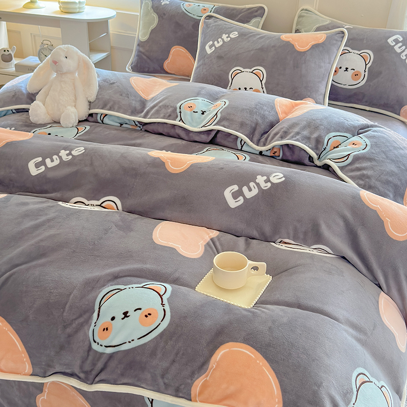 a类母婴级加绒加厚牛奶绒被套