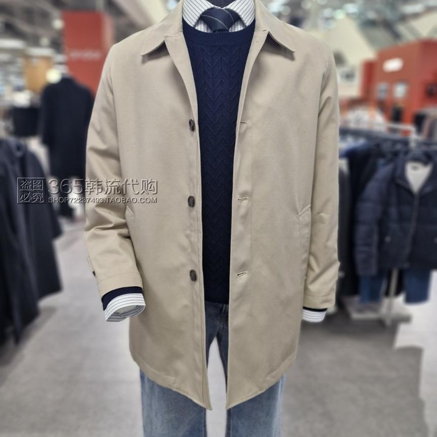 ZIOZIA ANDZ韩国代购25年春季翻领纯色商务单排扣中长风衣外套男