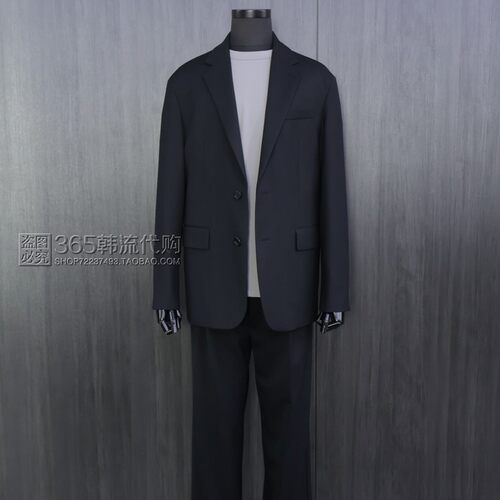 ZIOSONGZIO韩国代购2026年秋冬季黑色单排扣男士休闲羊毛西服套装