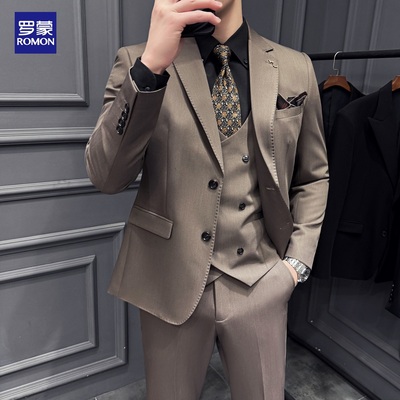 罗蒙西装套装男士结婚正装高级感
