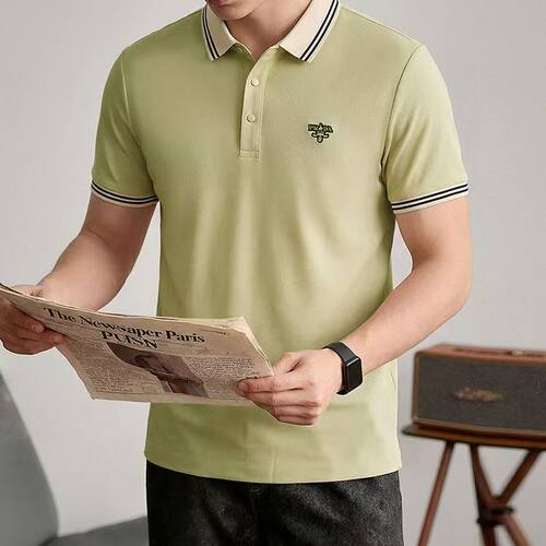 2026老钱风锦氨无痕冰丝男士POLO衫中年高档轻奢时尚短袖T恤上衣