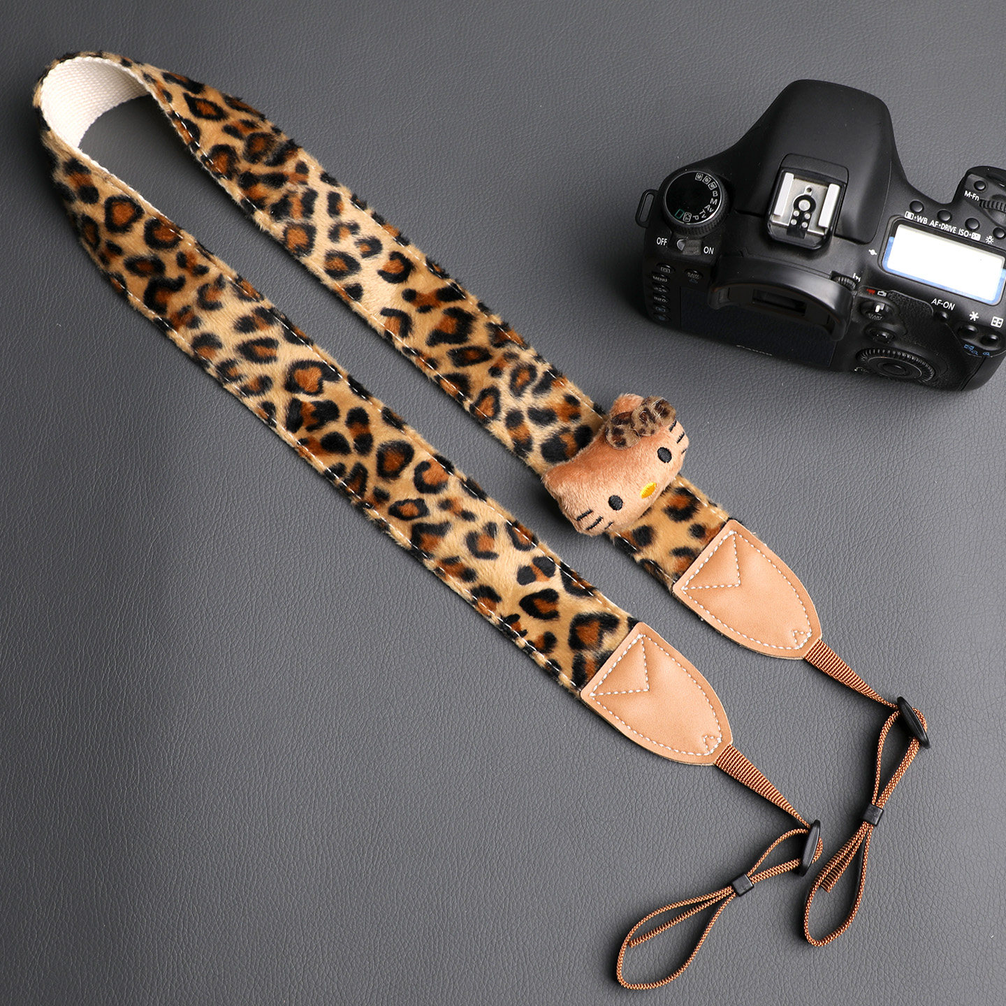 原创豹纹猫咪相机背带肩带可斜挎单反肩带