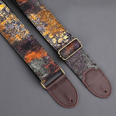 原创牛皮头彩色珊瑚吉他背带电吉他背带贝斯肩带适用民谣木吉他