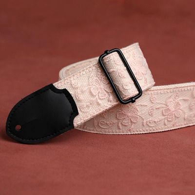 原创淡粉蕾丝通用吉他背带