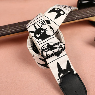 吉他背带电贝斯背带加厚 卡通猫咪电吉他背带肩带斜跨民谣个性