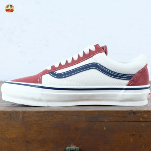 老万范斯OLD SKOOL 36低帮红白色帆布男女款休闲板鞋VN000CT97BF
