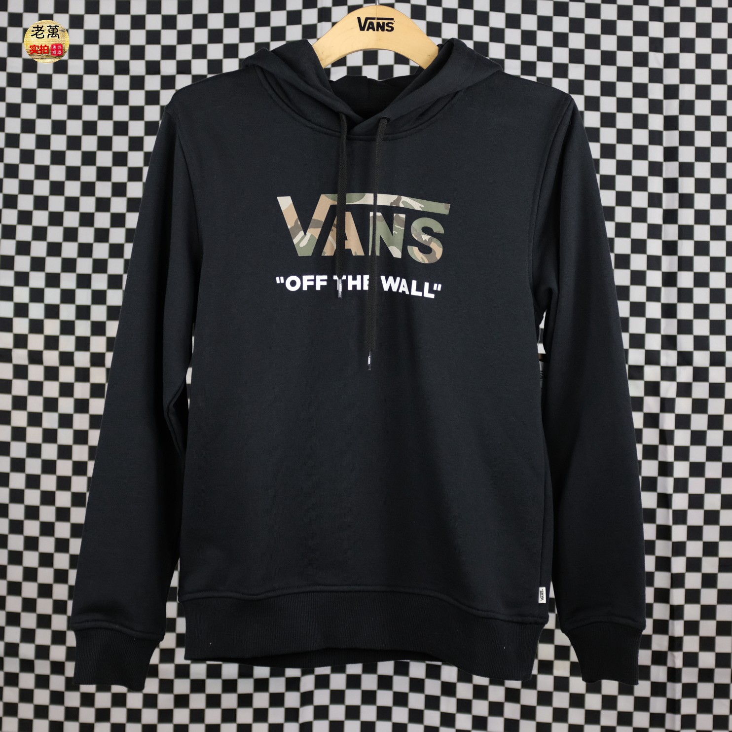 老万VANS女款黑白玫瑰logo小标印花套头休闲运动卫衣 VN0A3TYYWHT