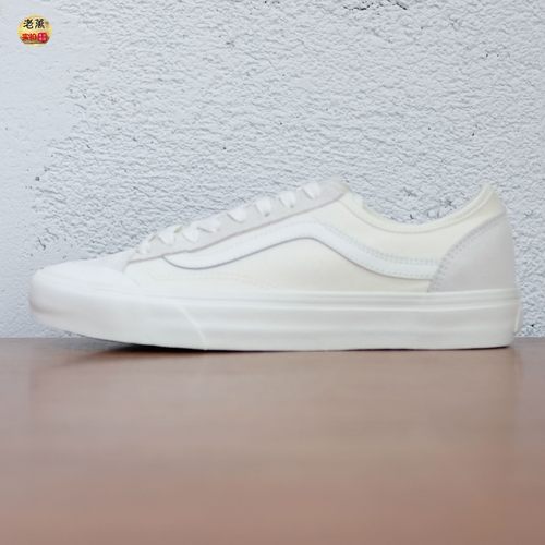 范斯黑白棋盘格侧边条纹板鞋