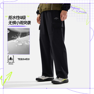 李宁正品健身系列男子加绒保暖中腰拒水梭织直筒运动长裤AYKU911