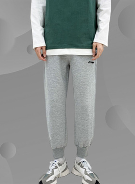 Lining/李宁正品男子训练跑步健身宽松舒适束脚运动长裤AKLS473