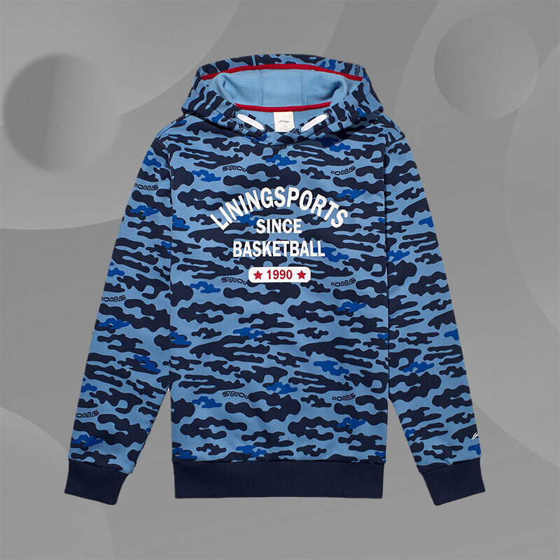 李宁童装男童20秋冬中大童保暖加绒儿童运动套头连帽卫衣YWDP207