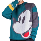 男子联名款 冬季 米奇宽松圆领保暖套头毛衣AMBP005 李宁正品 Lining