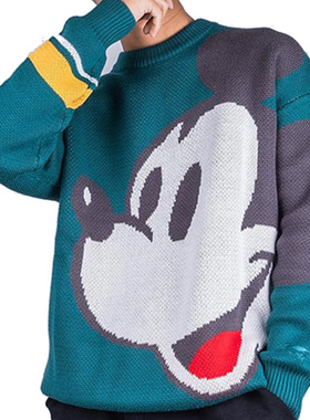 Lining/李宁正品冬季男子联名款米奇宽松圆领保暖套头毛衣AMBP005