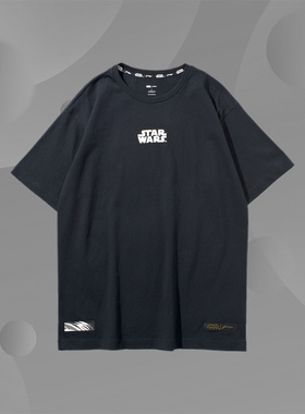 李宁男子夏季新款星战联名纯棉字母休闲短袖T恤AHSP011