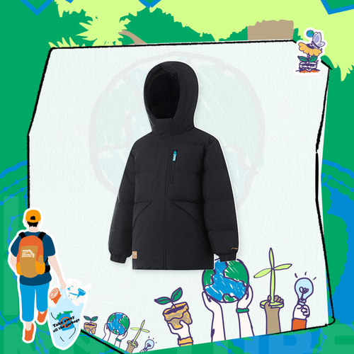 李宁正品男大童保暖连帽羽绒服