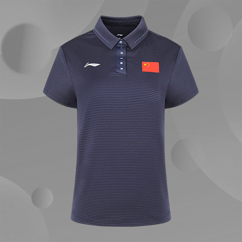 Lining/李宁正品女子透气运动训练比赛乒乓球服短袖POLO衫APLS228