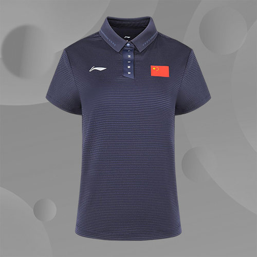 Lining/李宁正品女子透气运动训练比赛乒乓球服短袖POLO衫APLS228