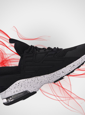 李宁正品男女鞋 2017冬季新款全掌气垫小黑鞋运动鞋AGCM209