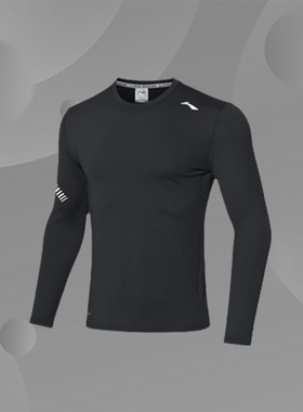 李宁正品冬男吸湿排汗涤纶立领长袖修身品牌T恤ATLP055