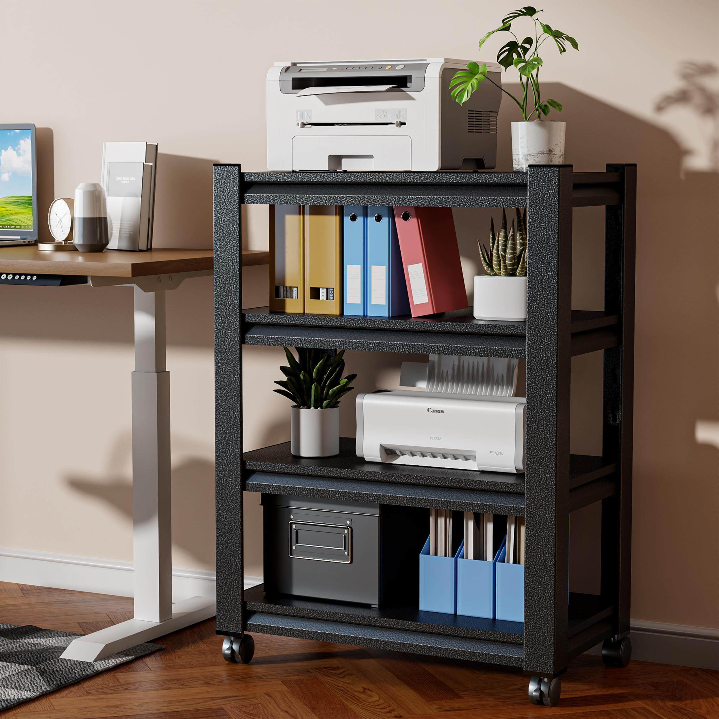 钢制打印机置物架桌下移动落地复印机收纳架子办公室机箱主机托架