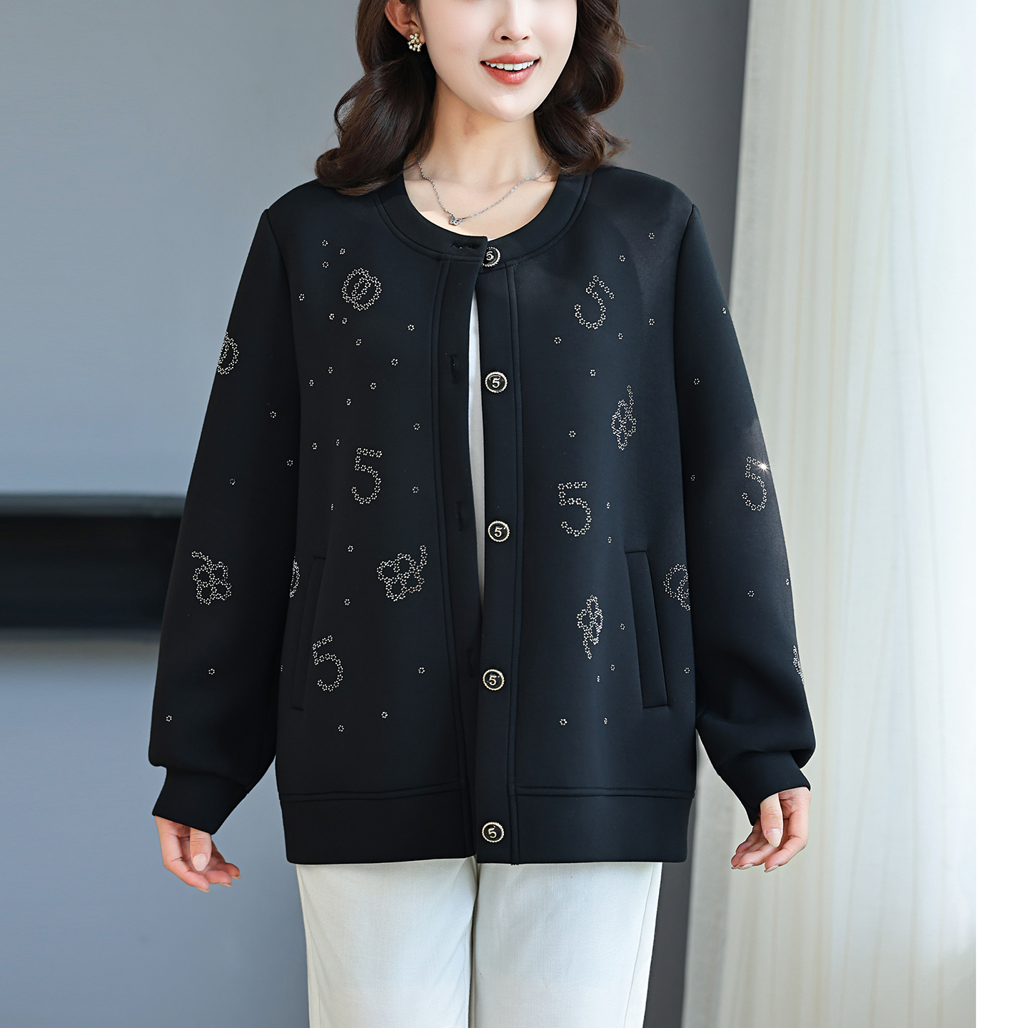 中老年胖妈妈秋装外套夹克开衫