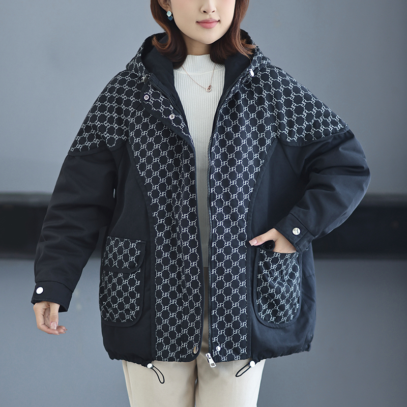 大码妈妈棉衣新款派克服女加绒