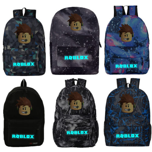 roblox游戏周边双肩包星空闪电书包夜光格子书包休闲旅行包大容量