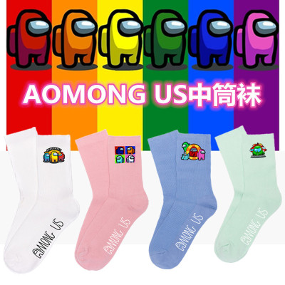 among us袜子韩版中筒日系彩色卡通可爱棉袜春秋学生时尚休闲袜