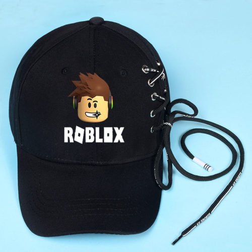ROBLOX帽子游戏周边鸭舌帽平沿棒球帽系带清新帽子遮阳帽男女夏季