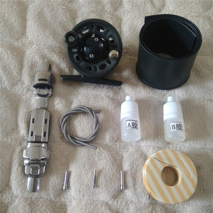 塑料中通轮手竿改装 中通竿配件飞蝇轮金属前打轮脚过线弹簧套装