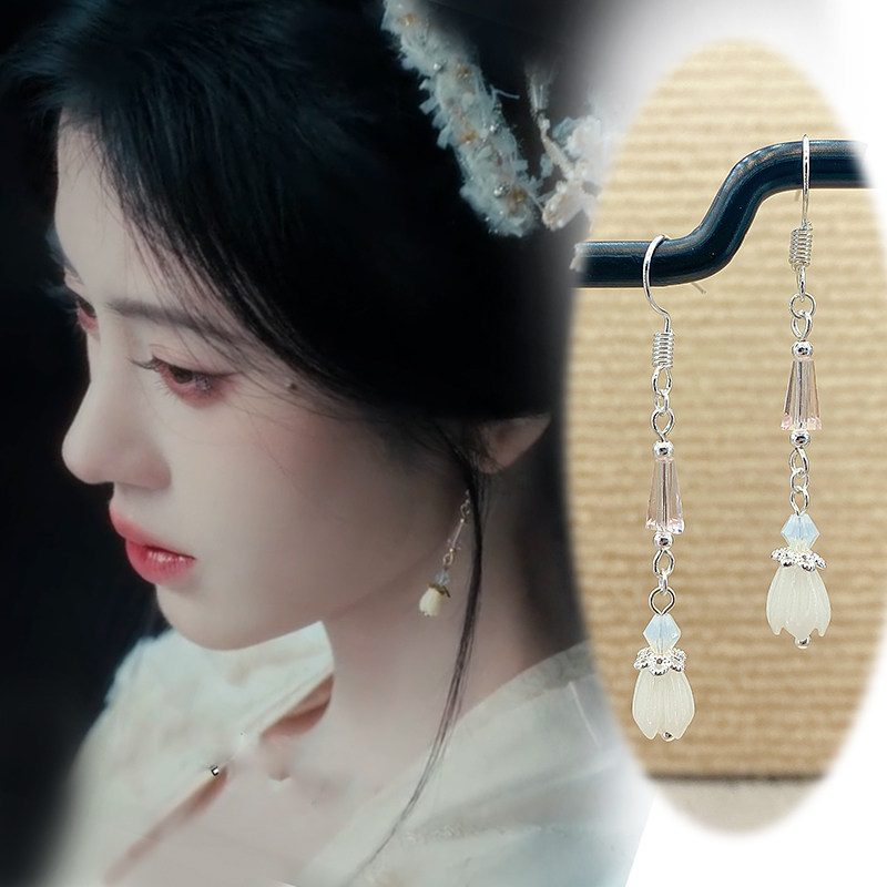 s925银钩汉服古装耳饰露芜衣月鳞绮纪同款耳环鞠婧祎古风配饰耳夹