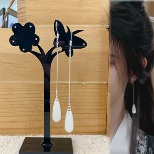 s925银耳钩国风汉服气质典雅耳饰杜听馨陈意涵凌苍苍同款耳环耳夹
