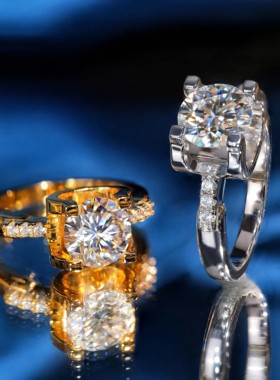 VISING银色金色2克拉牛头D色VVS莫桑钻戒可过测钻笔