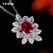VISING珠宝实验室培育红宝石3.3克拉爆闪玫瑰切吊坠项链国检证书