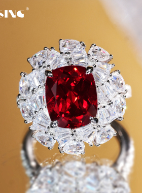 VISING珠宝【AGL国际证书】实验室培育红宝石5.7ct戒指S925银