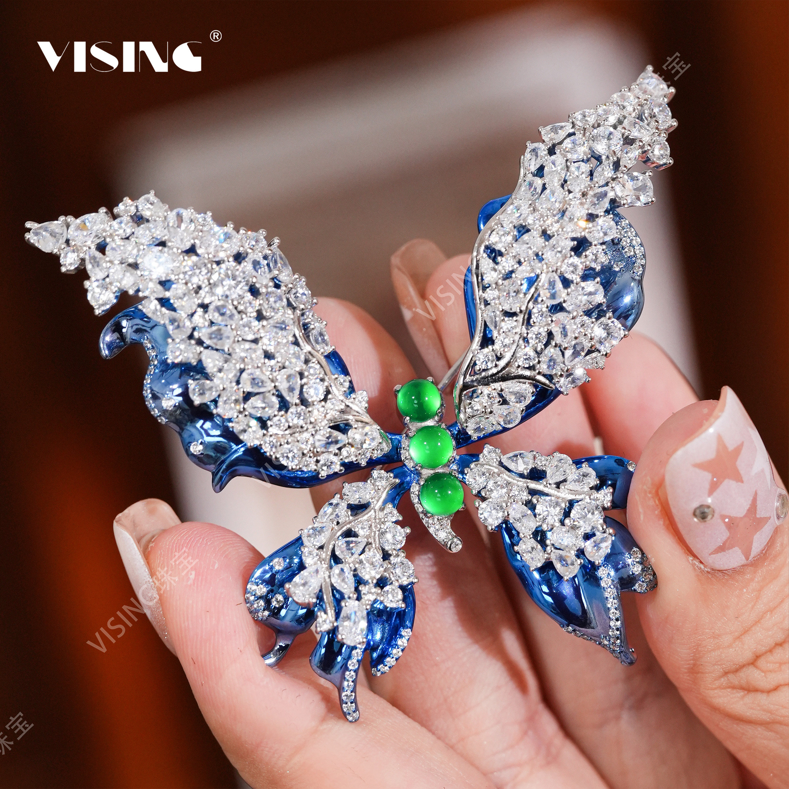 VISING蓝色彩金蝴蝶胸针吊坠两用款女梦幻国风高级感轻奢,饰品/流行首饰/时尚饰品新,项坠/吊坠,淘宝优惠券,粉丝福利购,淘宝优惠卷