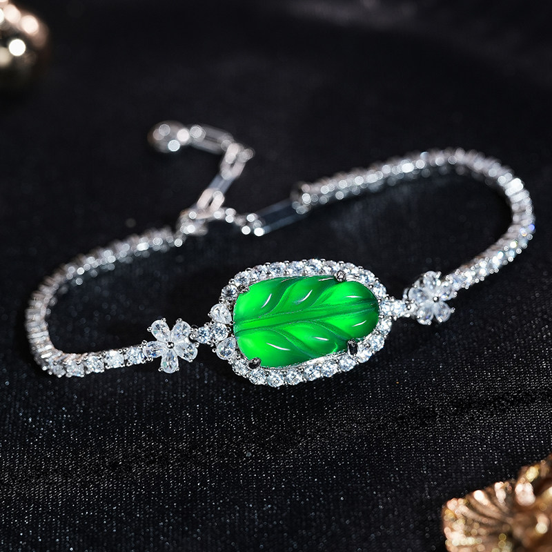 VISING马料绿玉髓玛瑙树叶叶子事业手链手饰国风百搭媲美翡翠,珠宝/钻石/翡翠,手饰,淘宝优惠券,粉丝福利购,淘宝优惠卷