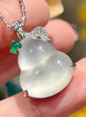 VISING天然水沫玉新款揭阳雕工福禄小葫芦吊坠项链锁骨链