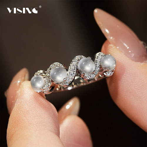 VISING珠宝天然水沫玉戒指