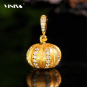 VISING珠宝手工勾丝刻丝黄金色南瓜小吊坠锁骨链项链S925银