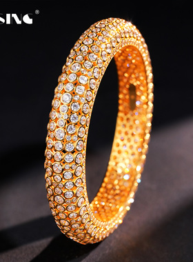 VISING珠宝爆闪满天星黄金色手镯S925镯子