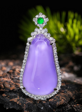 VISING天然石英质玉水沫子紫罗兰大福瓜紫色吊坠毛衣链国风新中式