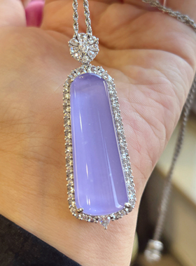 VISING珠宝紫罗兰水沫子紫色无事牌吊坠项链毛衣链