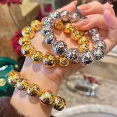 VISING 快乐星球 S925银60g左右黄金色银色珠珠手链手串爆闪