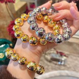 VISING【快乐星球】S925银60g左右黄金色银色珠珠手链手串爆闪