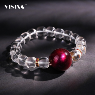 VISING珠宝天然白水晶【鸿运】非遗大漆路路通老型珠手串手链